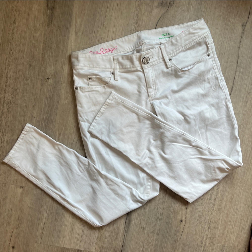 Lilly Pulitzer White Linen Skinny Pants